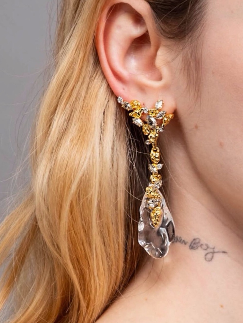 Alexis Bittar Gold with Clear Crystal Vine Drop Earrings - Picture 7 of 9